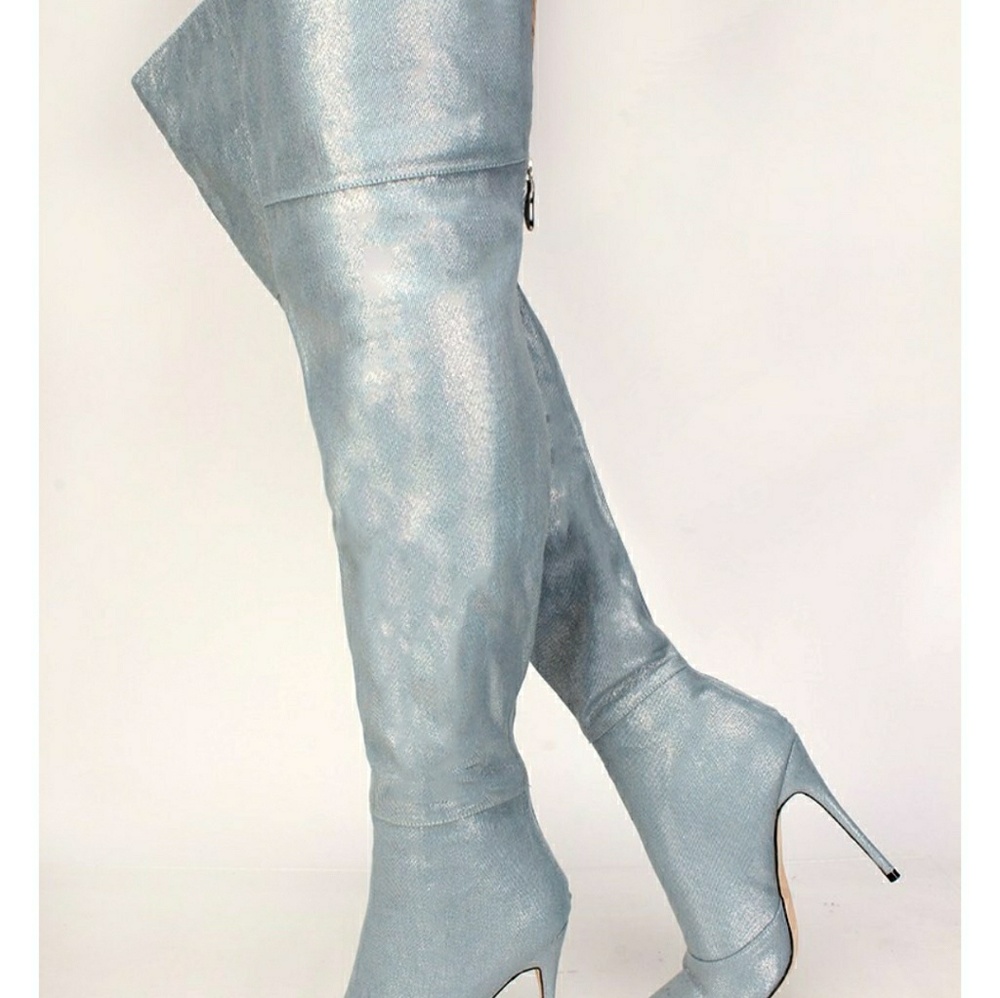 Pointy Toe Thigh High Heel Boots